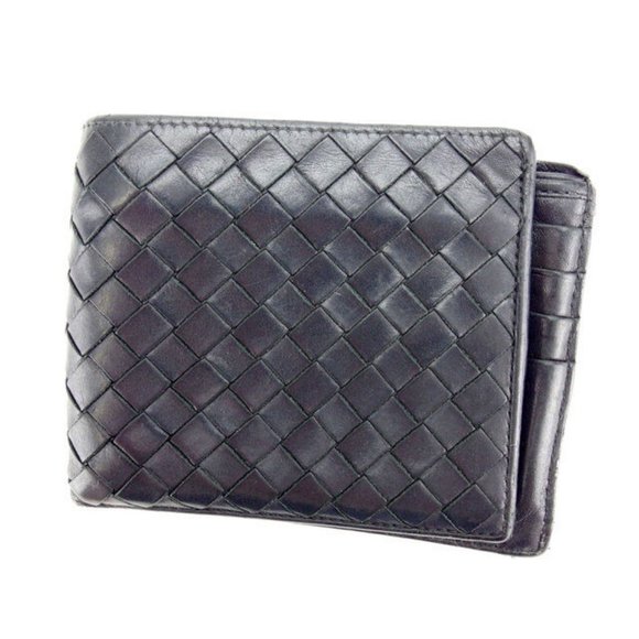 Bottega Veneta Wallet Purse Bifold Intrecciato Black Woman Authentic Used Y3324 - Picture 3 of 4